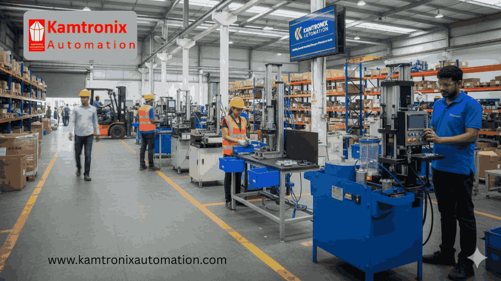 Engineers working on Special Purpose Machine Design at Kamtronix Automation India
